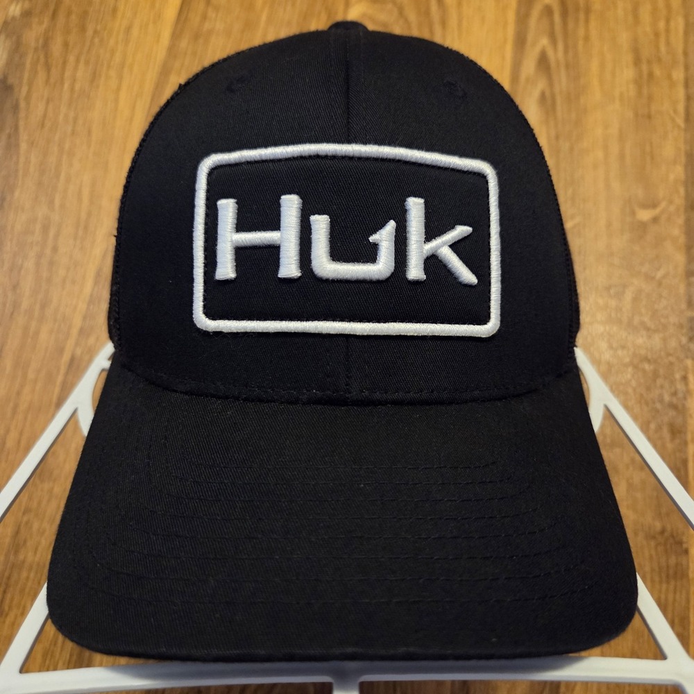 Huk‎ Hat Cap Snapback Black Mesh Fishing Performance Outdoors Yupoong